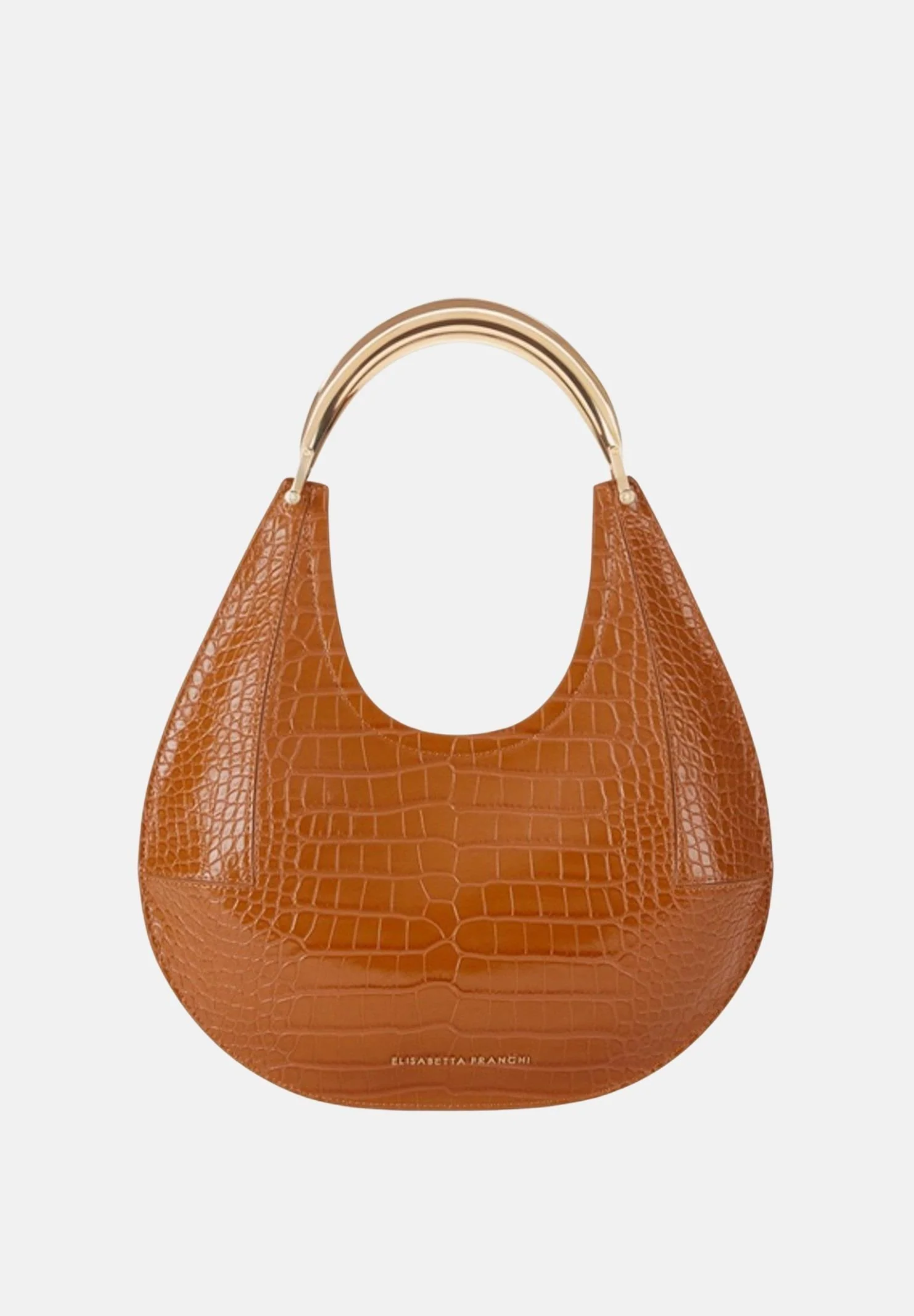 Image of ELISABETTA FRANCHI Borsa a mano color cammello da donna con stampa cocco