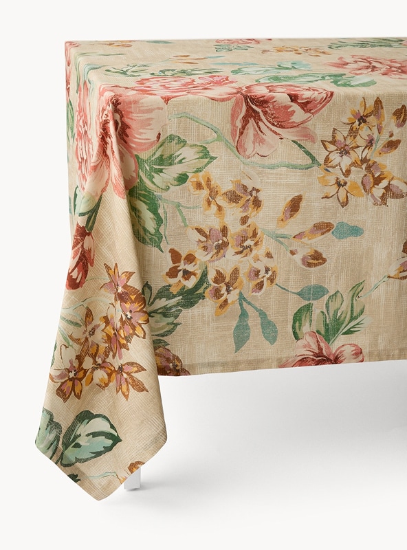 Tovaglia in panama di cotone con stampa floreale vintage piazzata