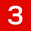 Il numero 3 in bianco su sfondo rosso.