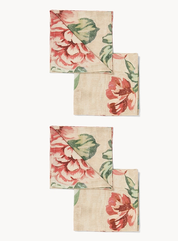 Set di 4 tovaglioli in panama di cotone con stampa floreale