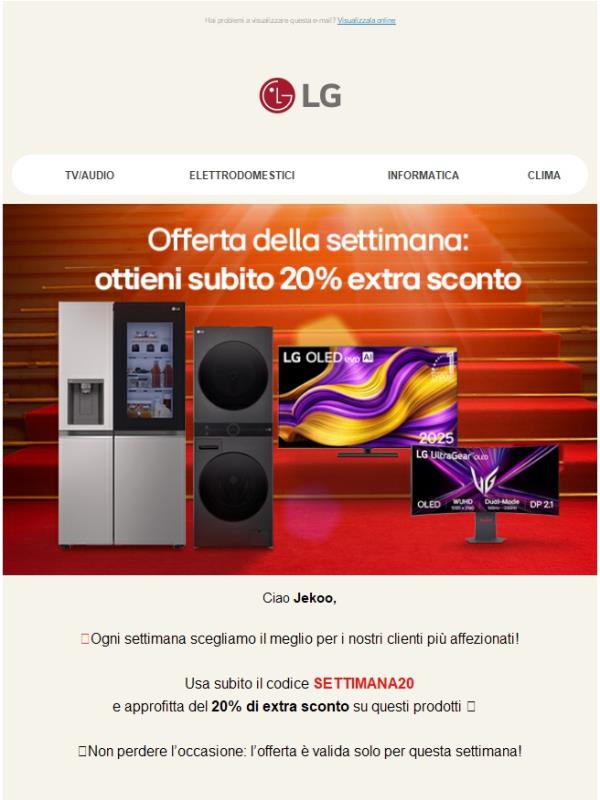 Offerta della settimana: 20% extra sconto per te 🚀