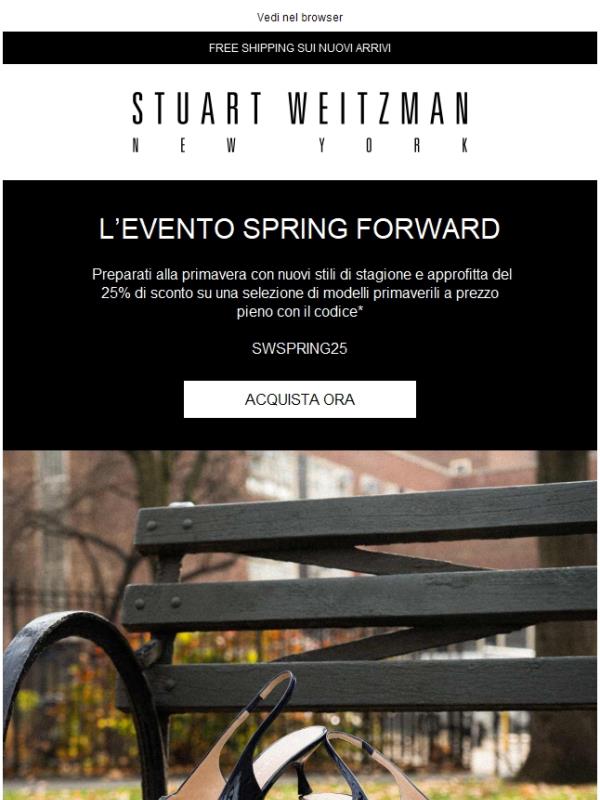 L’Evento spring forward: 25% di sconto su una selezione di modelli primaverili