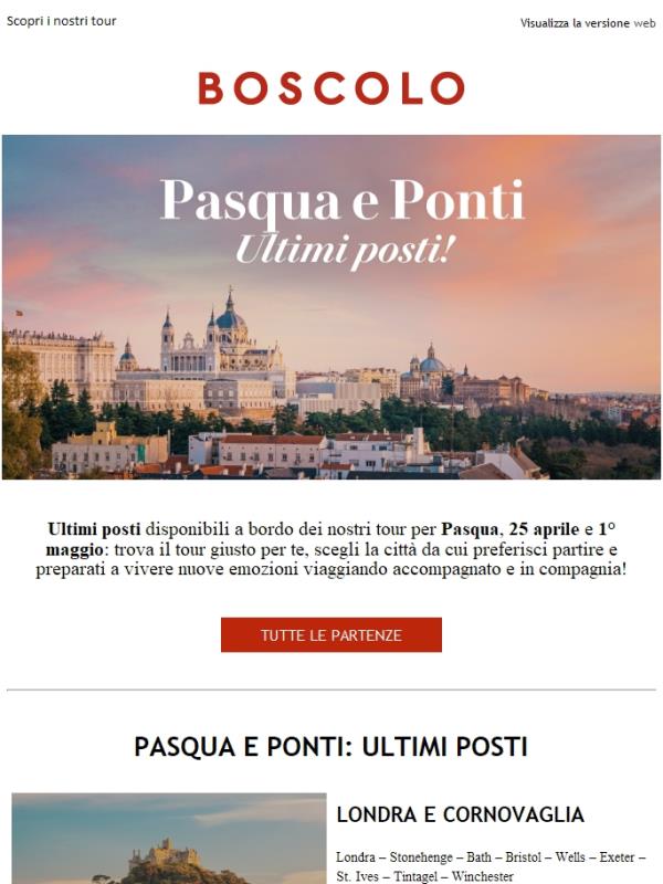 Ultimi posti: Pasqua e Ponti di aprile
