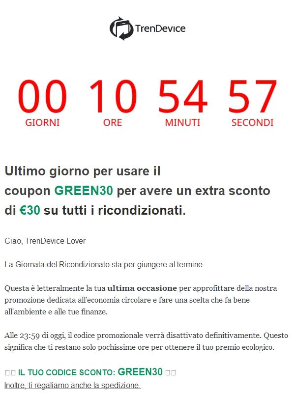 ⏳ Ultime ore: i tuoi 30€ di sconto stanno per scadere.
