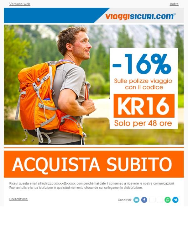 - 16% su tutte le nostre polizze!