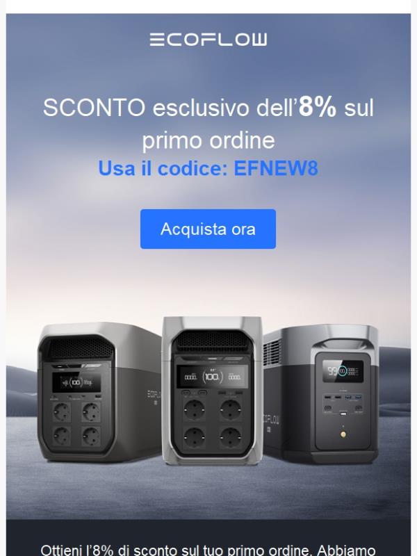 Goditi uno SCONTO dell’8% sul tuo primo ordine!
