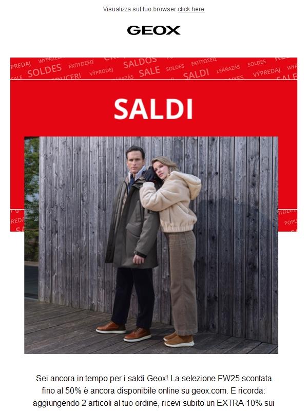 Saldi fino al 50% + EXTRA 10% ancora attivi su geox.com 😉