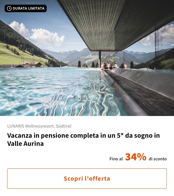 Vacanza in pensione completa in un 5* da sogno in Valle Aurina