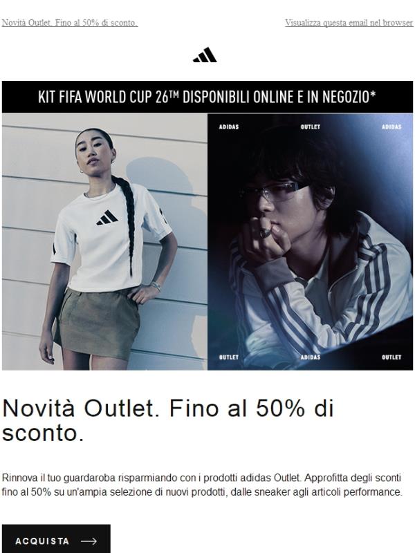 Novità Outlet: fino al 50% di sconto