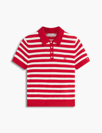 Pullover polo con seta a maniche corte