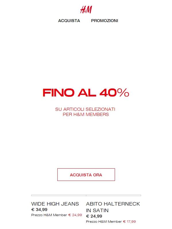 Fino al 40% per H&M Members