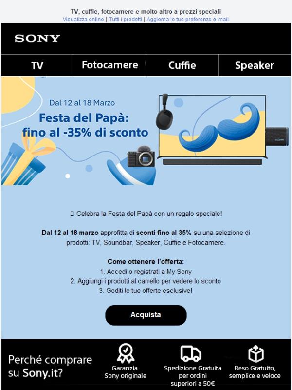 Fino a -35% per la Festa del papà