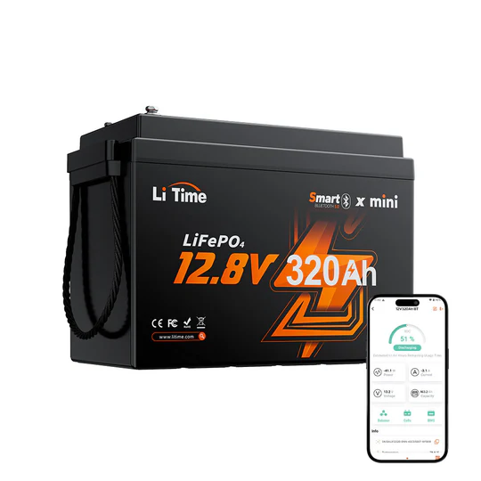 【Prevendita】Batteria al litio LiFePO4 12V 320Ah W190 per camper, formato compatto sottosedile con Bluetooth