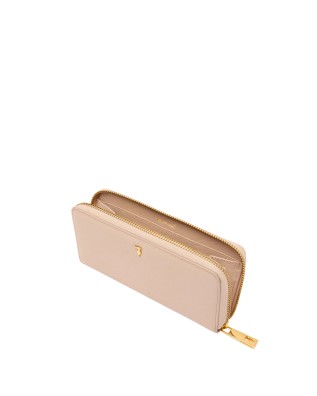 Image of Trussardi - Portafoglio Zip Around in Pelle Cameo