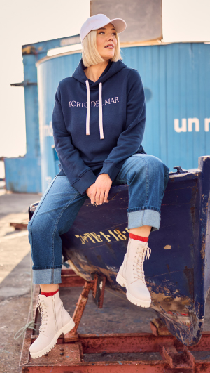 Felpa classica con scritta stampata, cappuccio e maniche lunghe