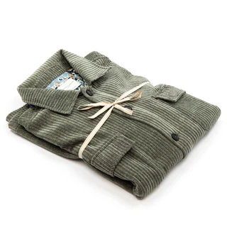 Shirt Jacket in velluto a coste verde