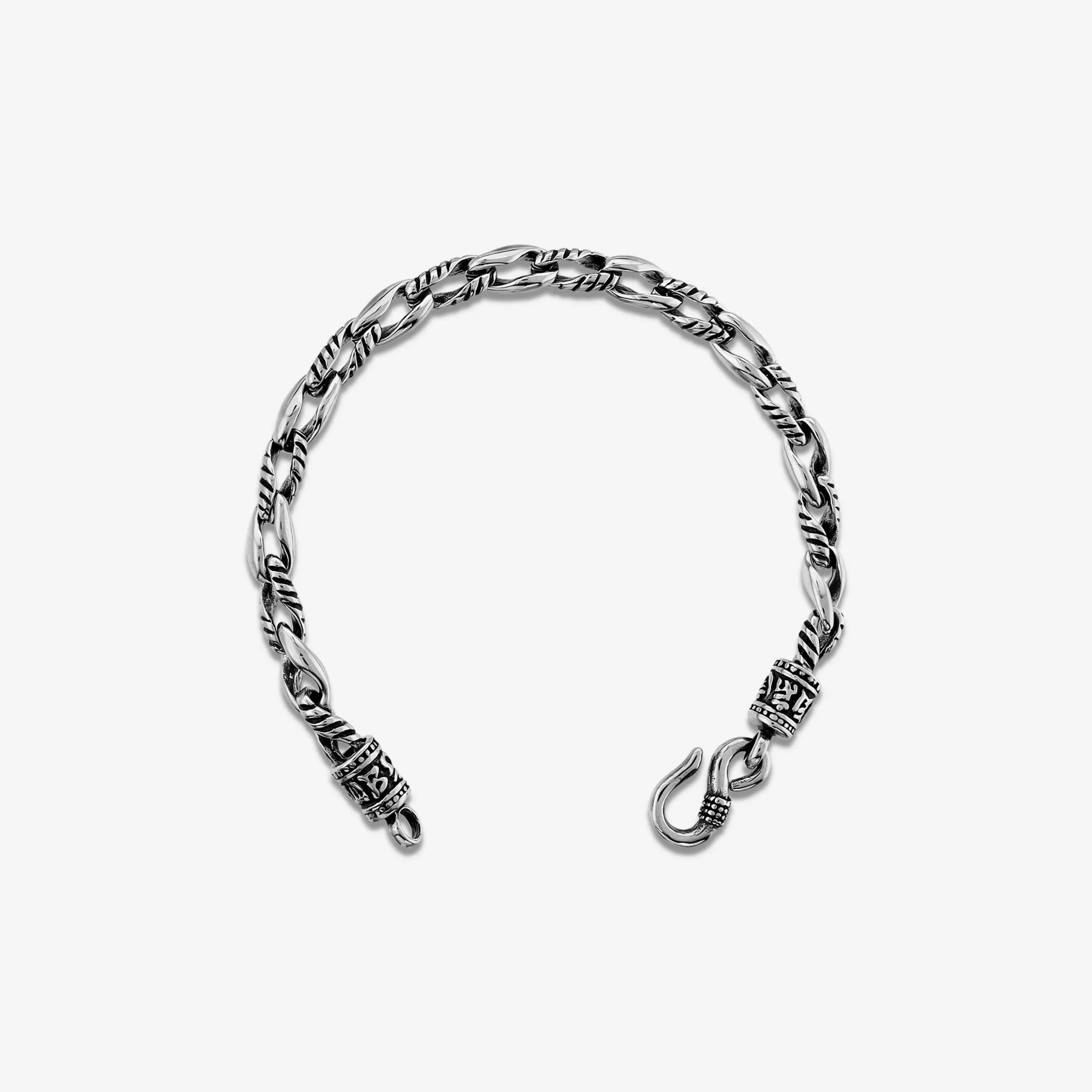 Image of Bracciale Uomo in Acciaio Maglia Ritorta ed Elementi Lavorati