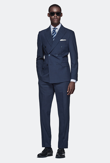 Abito doppiopetto gessato in pura lana