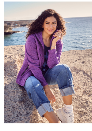 Giacca di maglia e pile con cappuccio e tasche con zip