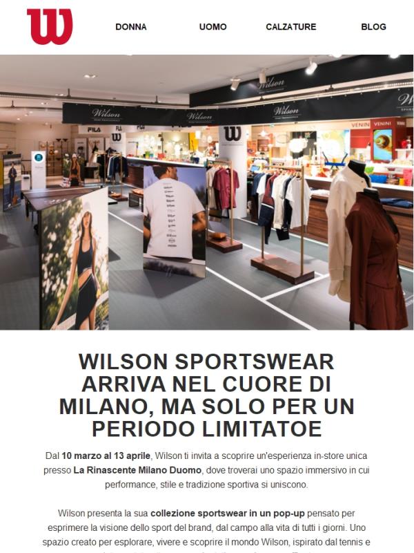 Wilson arrives at La Rinascente Milan: discover our sportswear in person