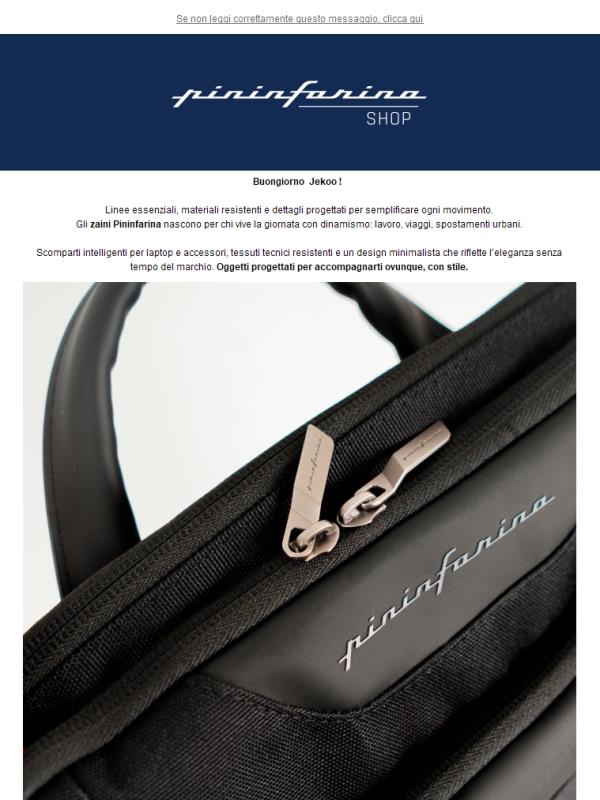 Gli ZAINI Pininfarina pensati per lavoro, viaggio e città.