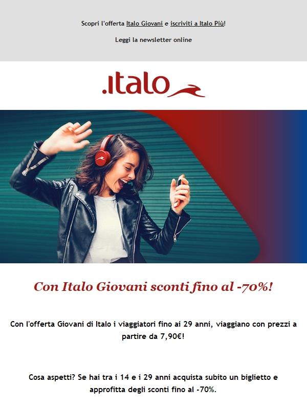 Italo Giovani: viaggia con sconti fino al -70%!