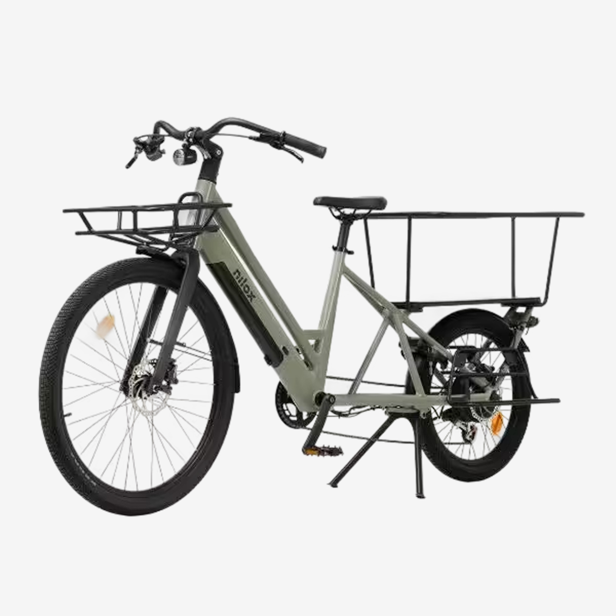 NILOX Bicicletta elettrica cargo long c3 verde per uso famigliare