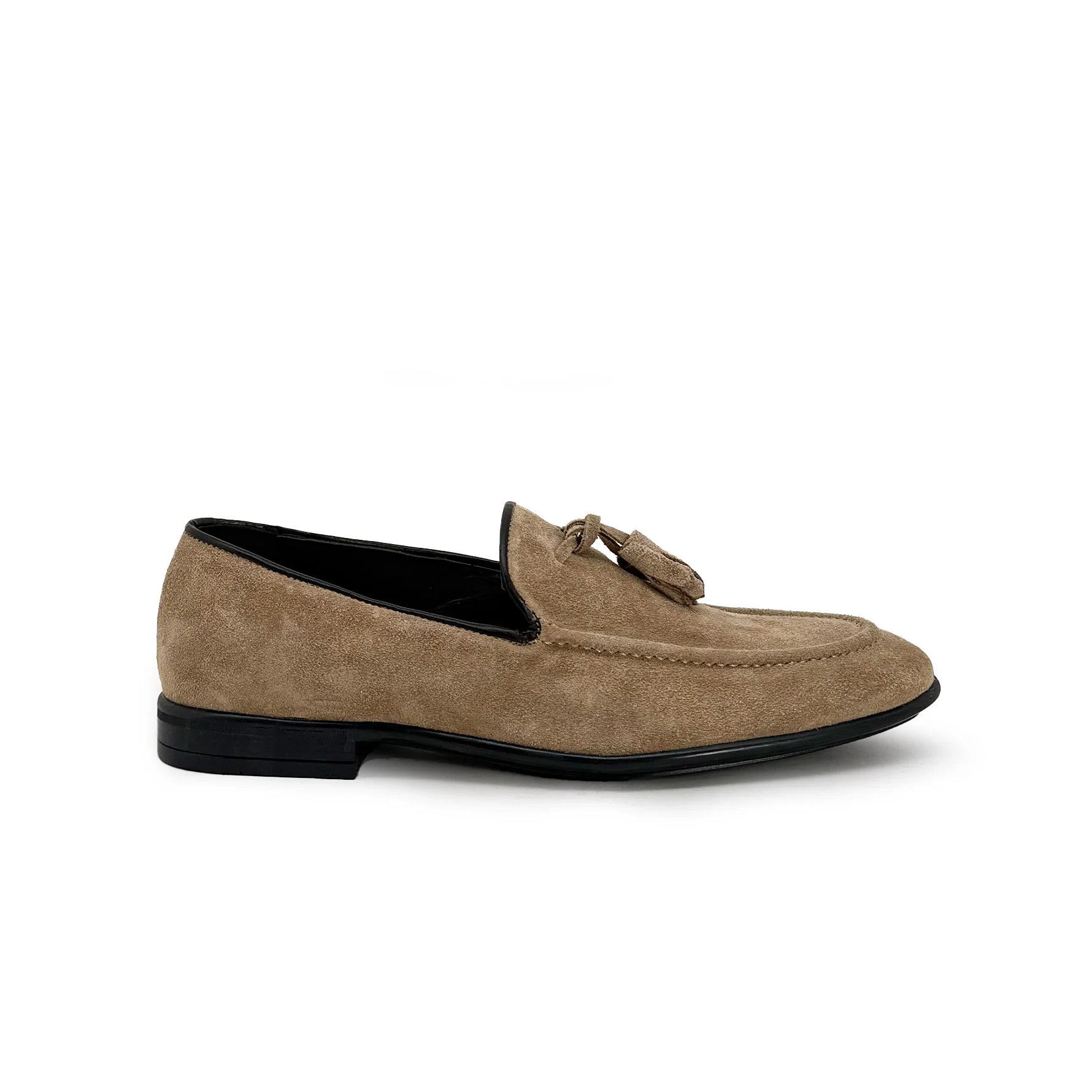 Image of Mocassini scamosciati con nappine tortora - Ascanio