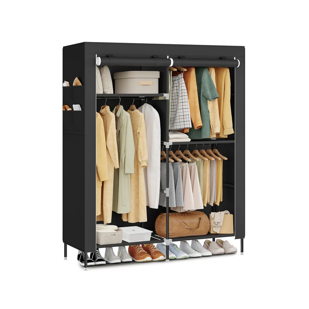 Image of Guardaroba in tessuto con ripiani e zone appendiabiti