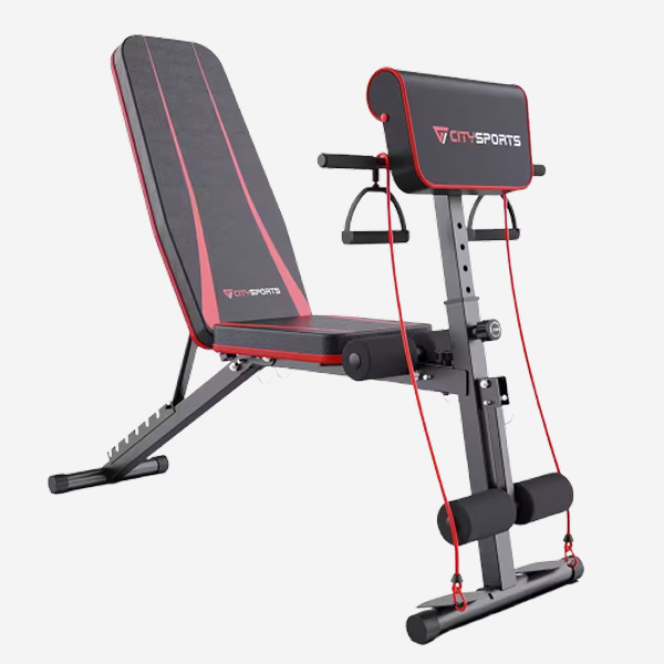 CITYSPORTS Panca pesi multifunzionale, 7 posizioni regolabili e 2 cinghie