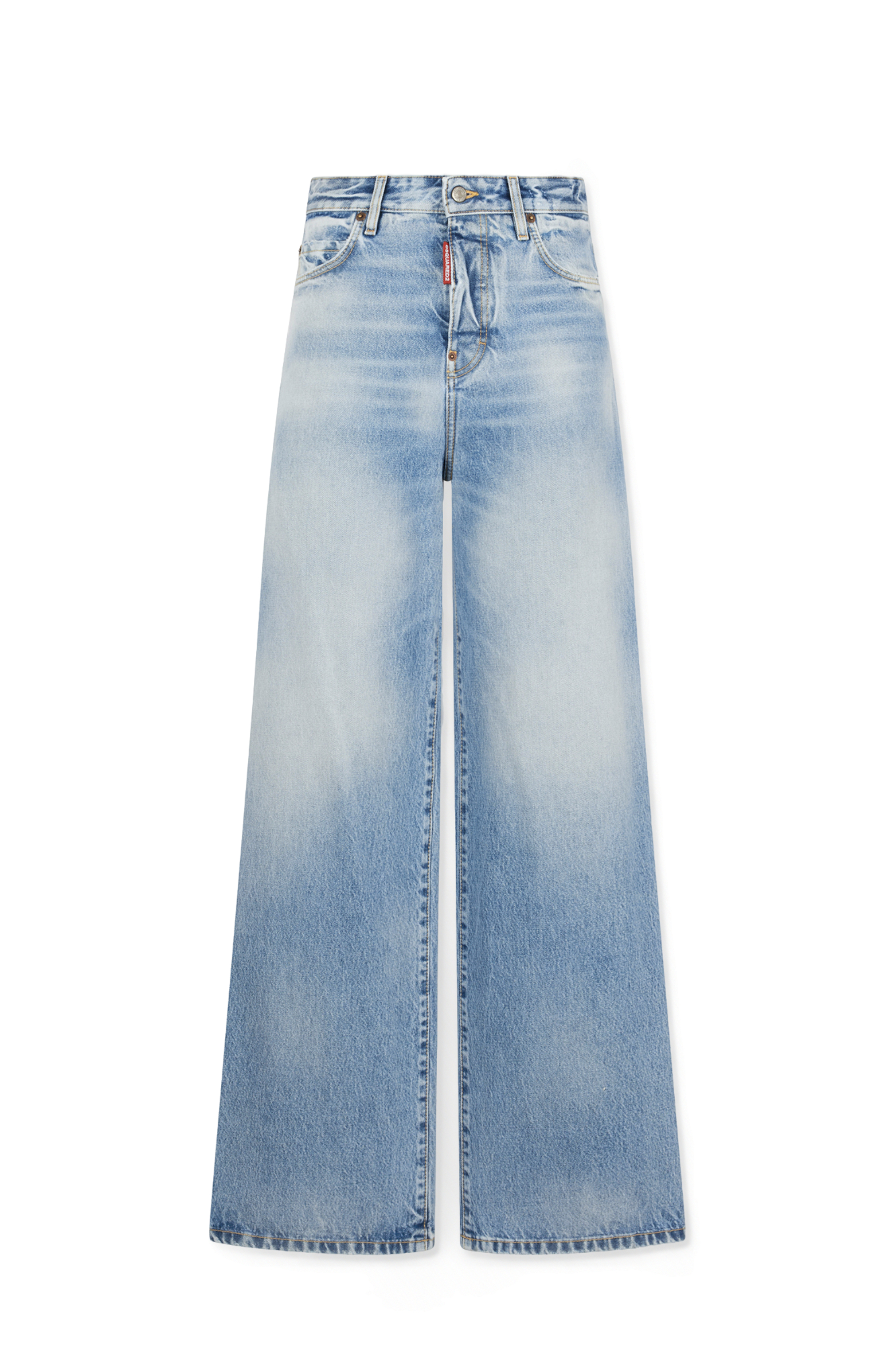 Light Diagonale Wash Baggy Jeans