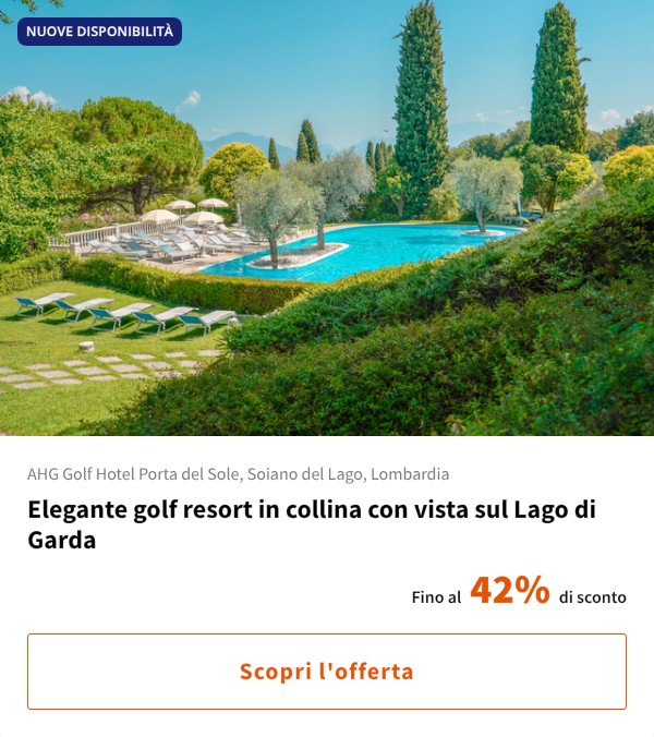 Elegante golf resort in collina con vista sul Lago di Garda