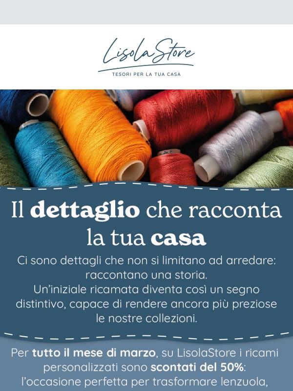 🧵 Scopri i dettagli che raccontano la tua casa: sconto del -50% sui ricami personalizzati