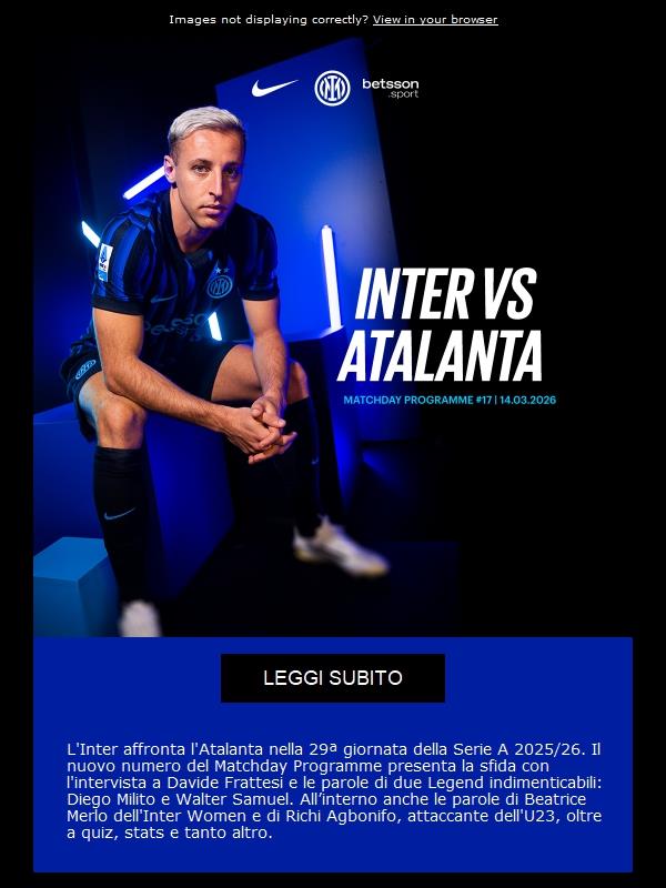Il Matchday Programme di Inter-Atalanta