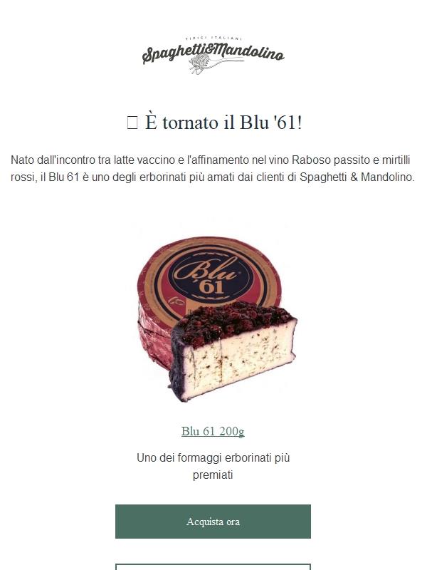 🧀 È tornato disponibile il formaggio Blu '61!