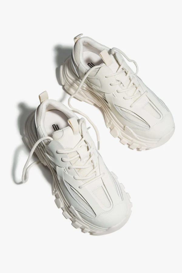 Women's Light Beige Low-Top Chunky Platform Sneakers ES8 ER00112610