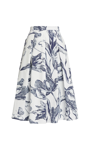 Floral Print Pleated Midi Skirt