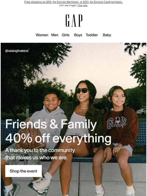 We're thanking you with 40% off everything + bonus 10%