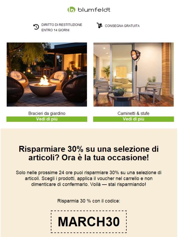Shopping  da sogno? Risparmia 30% nelle prossime 24 ore con questo codice