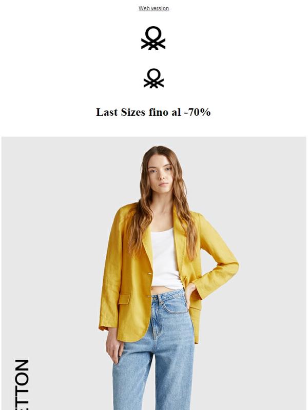 Last Sizes: fino al -70% su Outlet Benetton