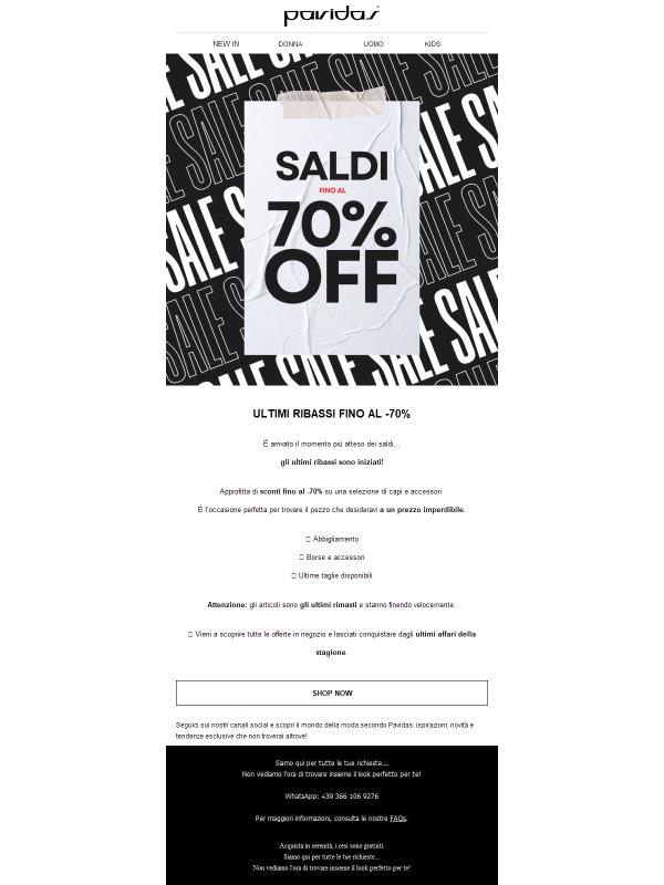 ULTIMI RIBASSI FINO AL -70%