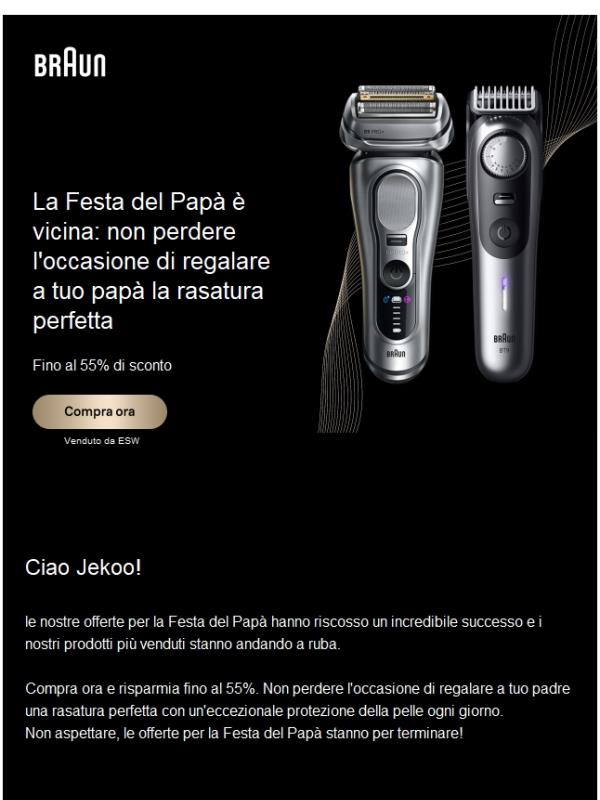 Ultima occasione: le offerte Braun per la Festa del Papà stanno per terminare!
