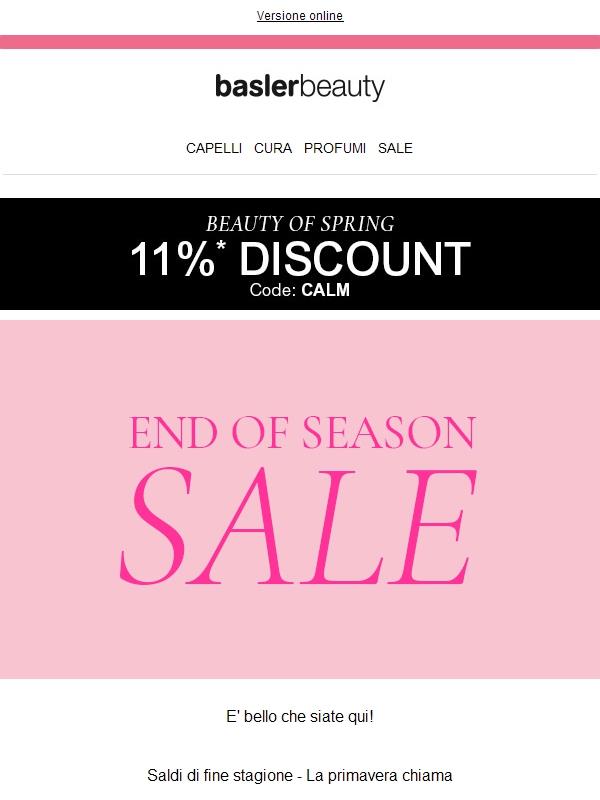 Fino al 50% nei saldi di primavera + 11% in più