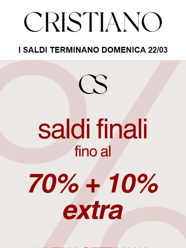 Ultima settimana di saldi 🔥 Fino al -70% +10% extra