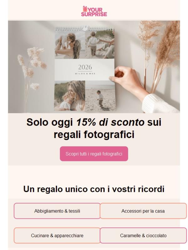Ultima occasione: 15% di sconto sui regali fotografici!