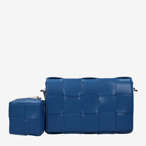 Bottega Veneta Crossbody Bags Men Leather Blue/Deep Pacific