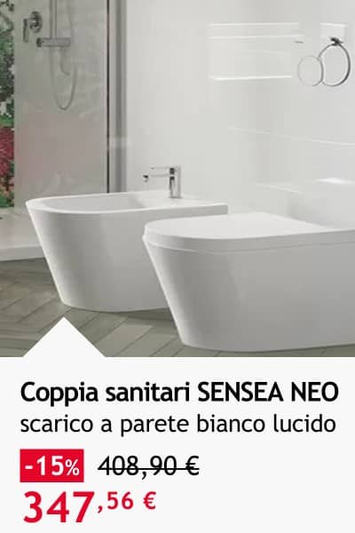 Coppia sanitari SENSEA NEO scarico a parete bianco lucido