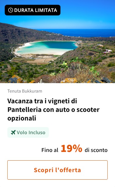 Vacanza tra i vigneti di Pantelleria con auto o scooter opzionali