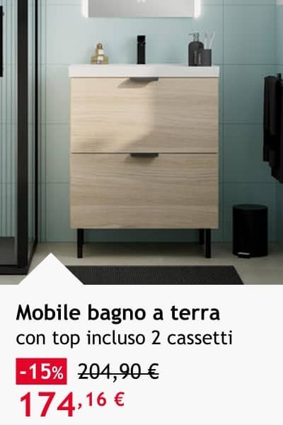 Mobile bagno a terra con top incluso 2 cassetti