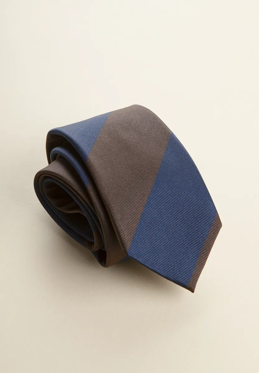 Image of Cravatta blu moro regimental seta